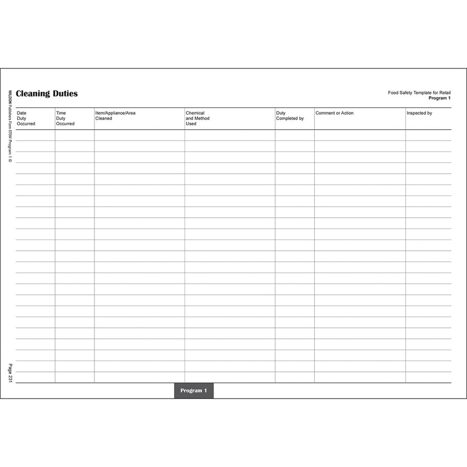Wildon - Food Safety Register 287 Pages, A4 Hard Cover