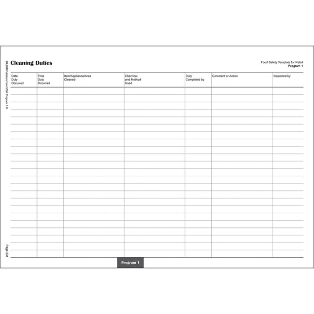 Wildon - Food Safety Register 287 Pages, A4 Hard Cover