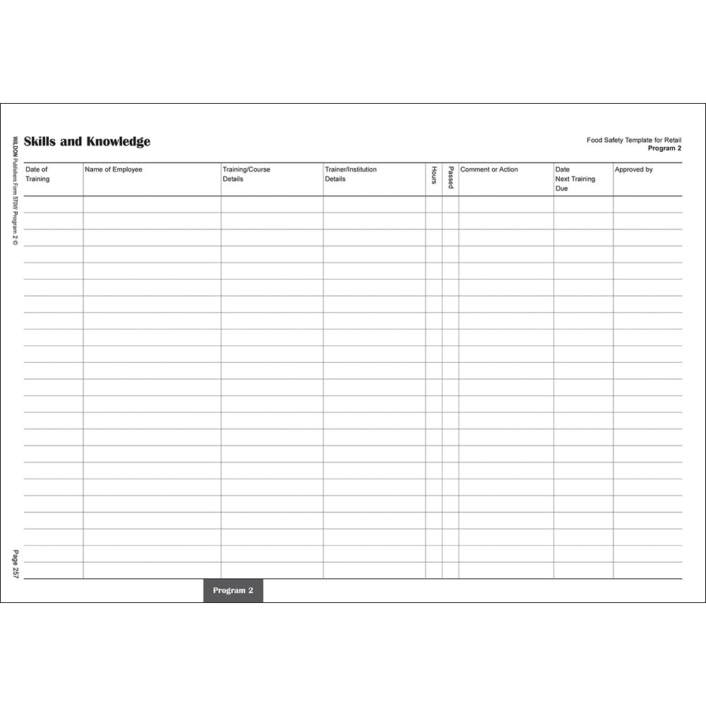Wildon - Food Safety Register 287 Pages, A4 Hard Cover