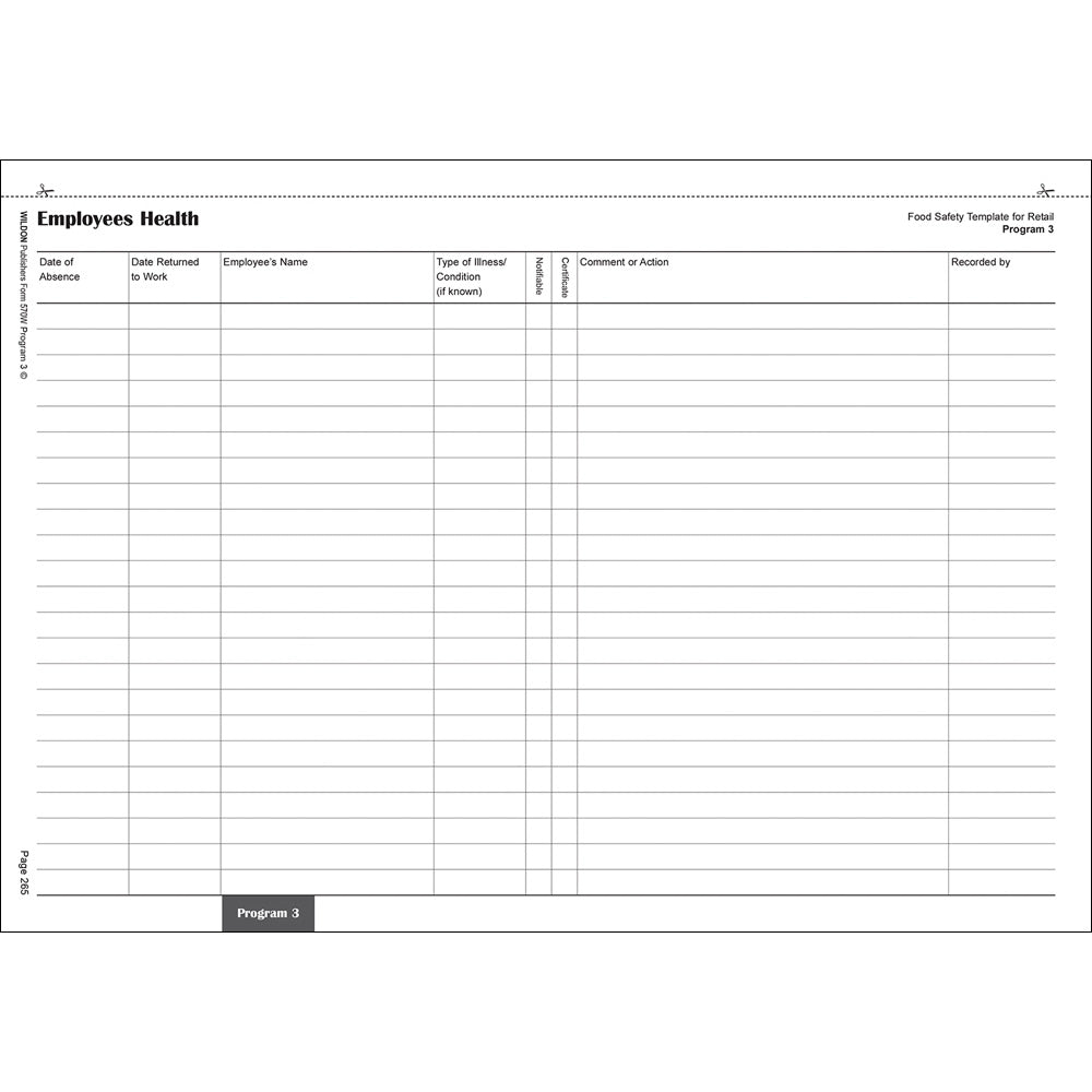 Wildon - Food Safety Register 287 Pages, A4 Hard Cover