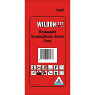 Wildon - Quadruplicate Restaurant Docket Book 25 Forms, 210x102mm - Red