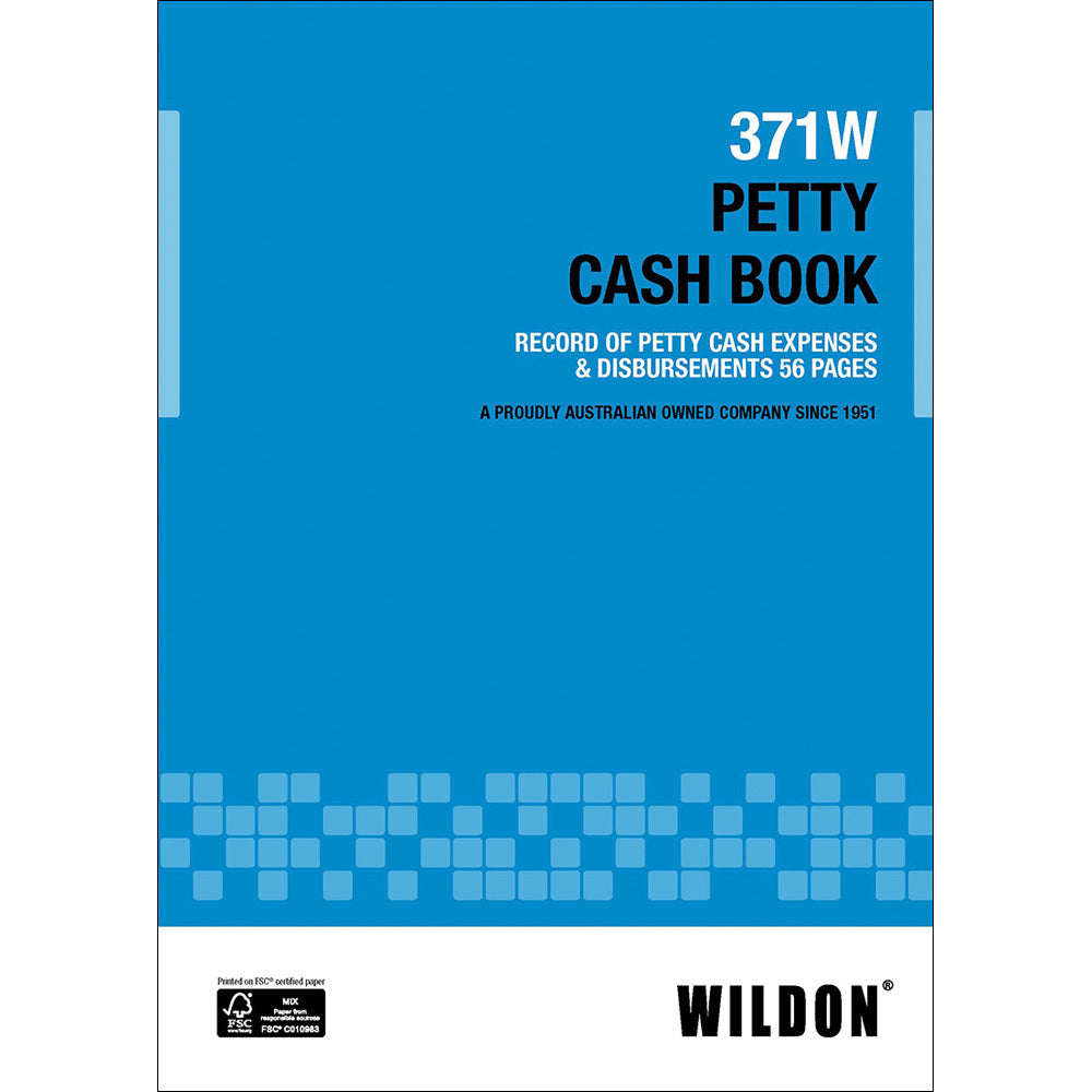 Wildon - Petty Cash Book And Disbursements 56 Page, A4 Soft Cover - Blue