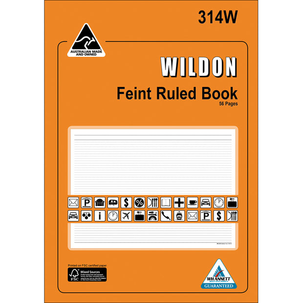 Wildon - Feint Ruled Book 56 Page, A4 Soft Cover - Orange