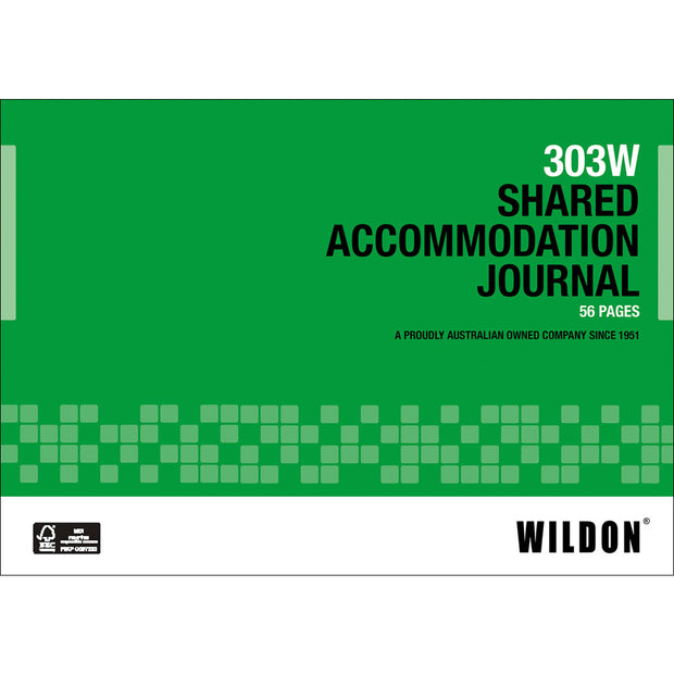 Wildon - Shared Accomodation Journal 56 Page, A4 Landscape Soft Cover - Green