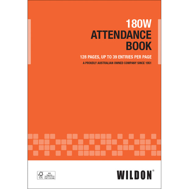 Wildon - Attendance Book 64 Page, A4 Soft Cover - Orange