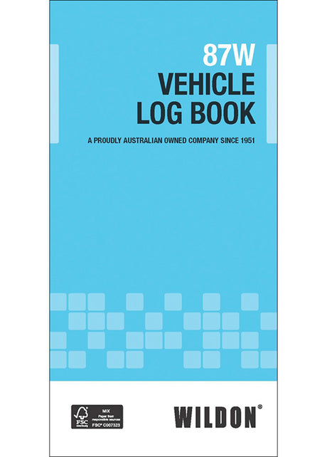 Wildon - Vehicle Log Book, 210x105mm Landscape Soft Cover - Blue